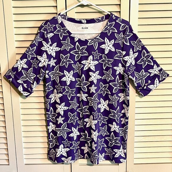 Blair Tunic / Top * Size L * Cotton/Poly * Purple Sea Print * New without Tag - Picture 1 of 3